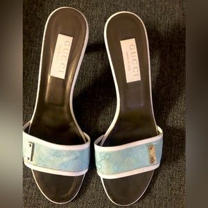 Baby blue Gucci mules